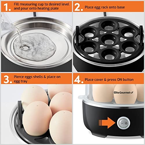 Elite Gourmet Easy Egg Cooker Electric 7-Egg Capacity