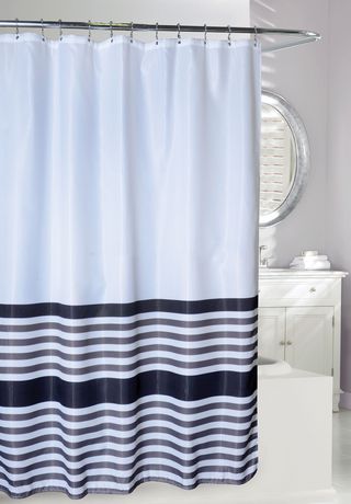 BRIDGE STRIPE SHOWER CURTAIN   WAFFLE FABRIC