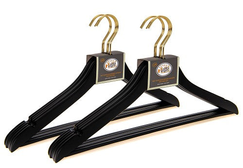 16.5'' Extra Slim Wooden Hangers W/pant Bar (Black) 1