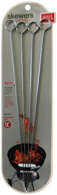 BBQ SKEWERS-STAINLESS 12inch 4/PAK