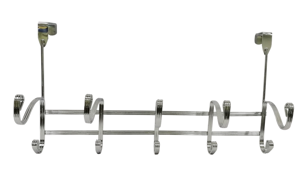 5 Chrome Plated Wave Shape Over-the-Door Hooks