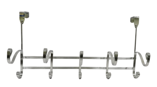 5 Chrome Plated Wave Shape Over-the-Door Hooks