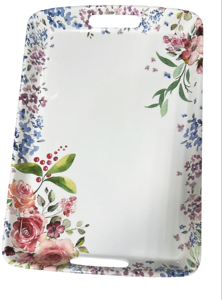 18"x12" Blue Floral Tray