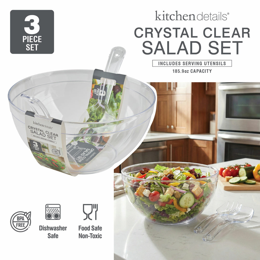Solid Clear Printed Salad Set