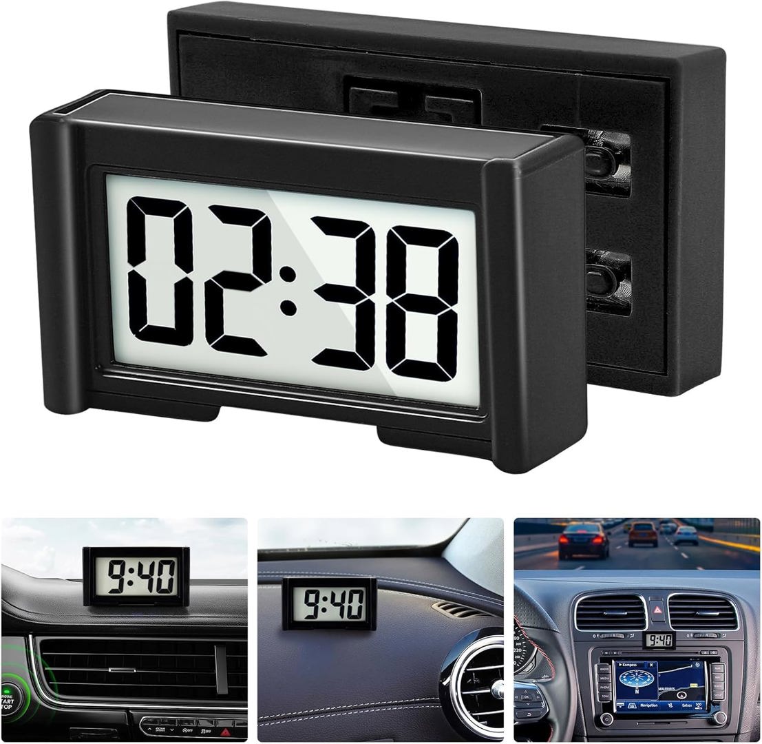 Small Digital Clock,  with Jumbo LCD Time & Day Display, Black