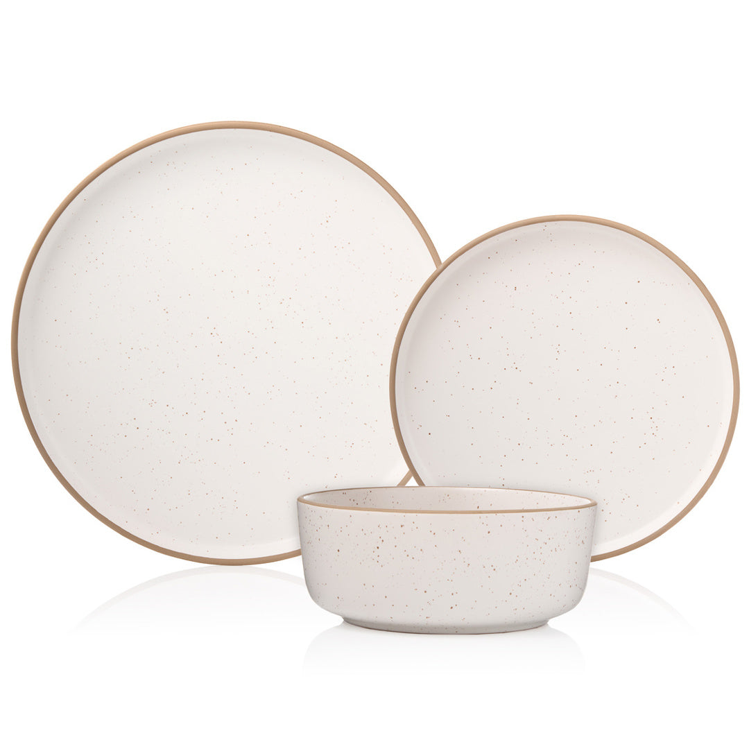 Inwood White Speckled Stoneware 12 Piece Dinnerware Set, Service for 4