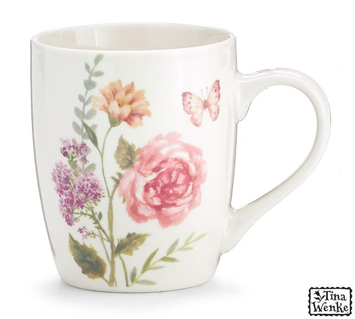 MUG WILDFLOWERS AND PINK BUTTERFLY AND PINK FLOWER