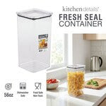 Square Clear Food Container w. Gray Silicone Ring 1650 ml (55.8oz