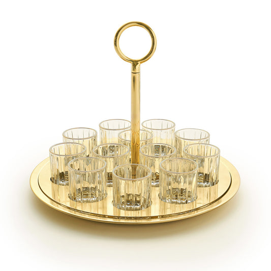 12pc Shot W Gold / Glasses
