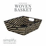 Stripe Paper Rope Basket -Large Shelf 13X15X5inch Black