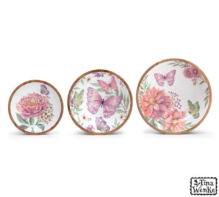 BOWL NESTED SET BLOOM AND FLUTTER THREE-PIECE NESTING BOWL SET FOR SERVING