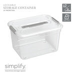 Clear Storage Container 18L (4.75 gallon) with Lids, Handle and Grey Locks with "Simplify" logo