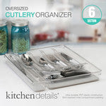 Jumbo size 6 Compartment Clear Cutlery Tray W. Grey Non Slip Interior