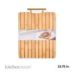 Stripe Bamboo Cutting Board with Gold Handle - 15.75 in