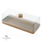 Bread & Cake Serving Tray With CLEAR Cover  Oak