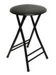 Folding Chair Round Cushioned Stool  Black