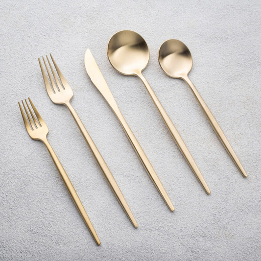 Vera Brushed Champagne Gold 18/10 Stainless Steel,  20 Pc Flatware Set
