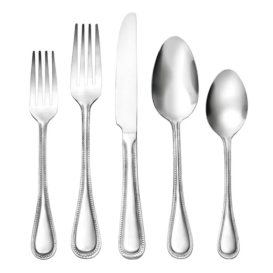 Godinger Gatherings, Bead 77 Peice Flatware Set, Service for 12, 18/0 Stainless Steel