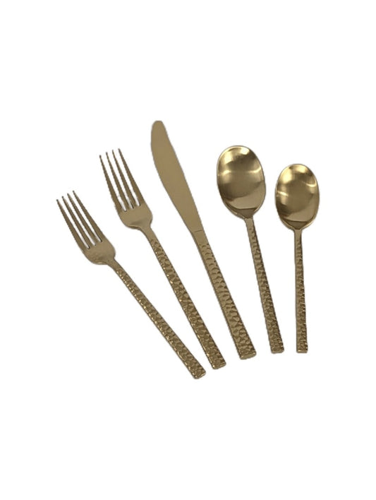 Hammered Satin Gold Flatware S/4