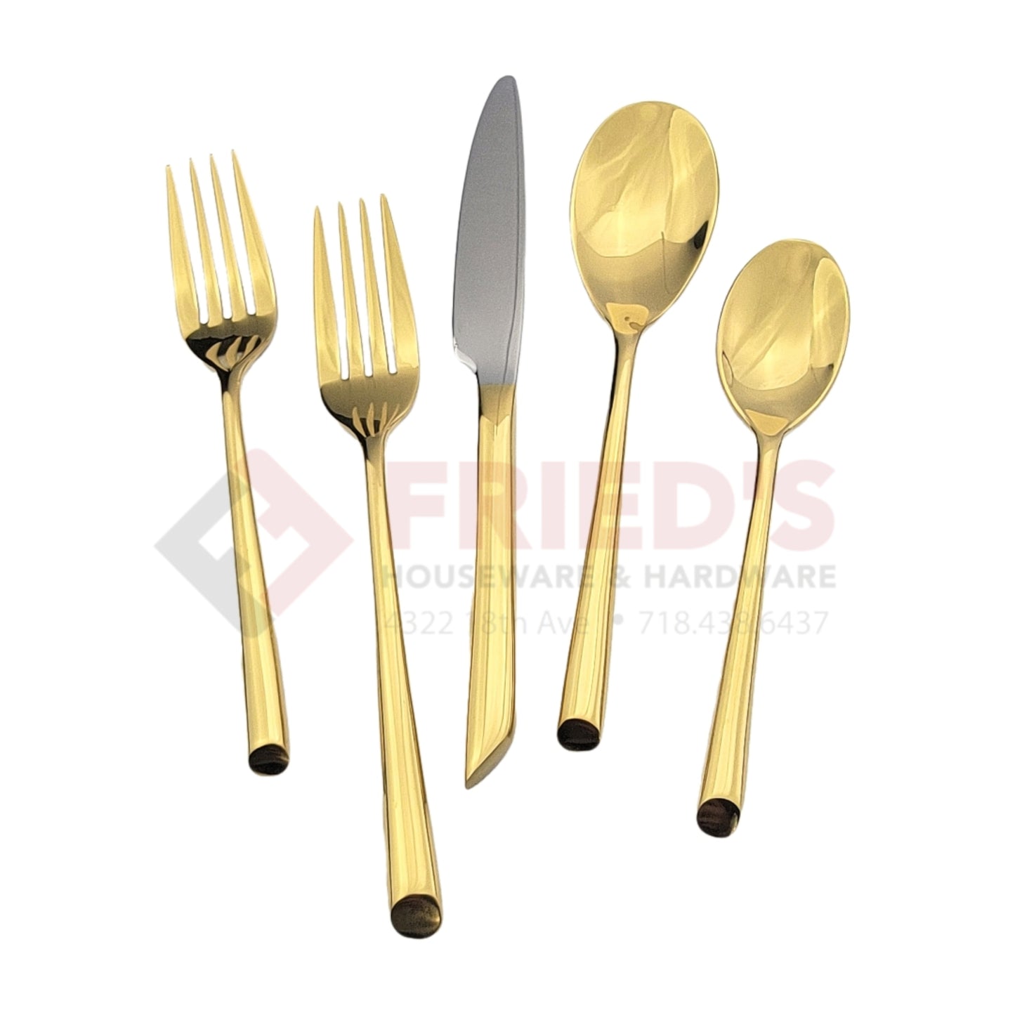 Metropolitan By Holister, Slice Full PVC Gold, 20 Piece Flatware Set, Stainless Steel