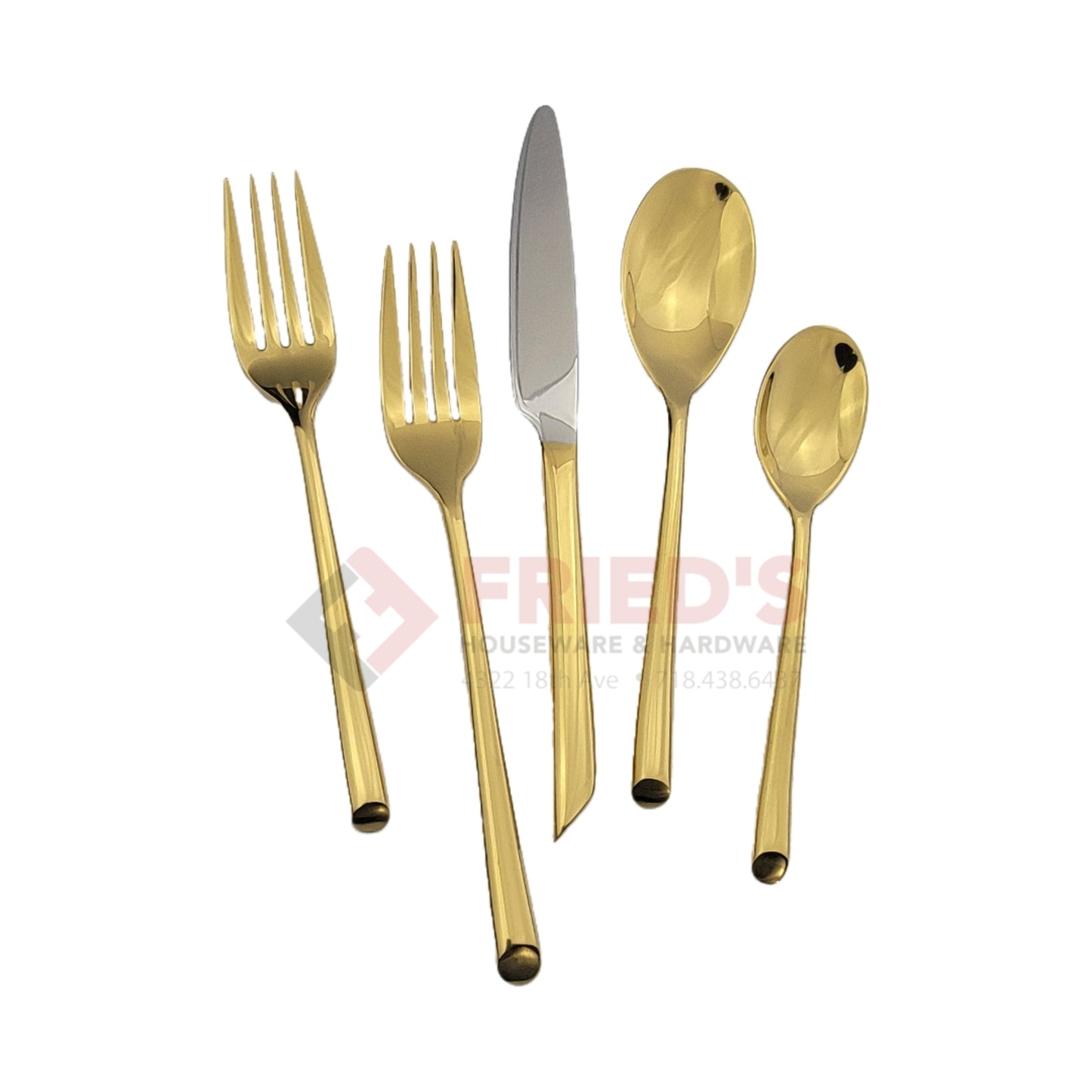 Metropolitan By Holister, Slice Full PVC Gold, 20 Piece Flatware Set, Stainless Steel