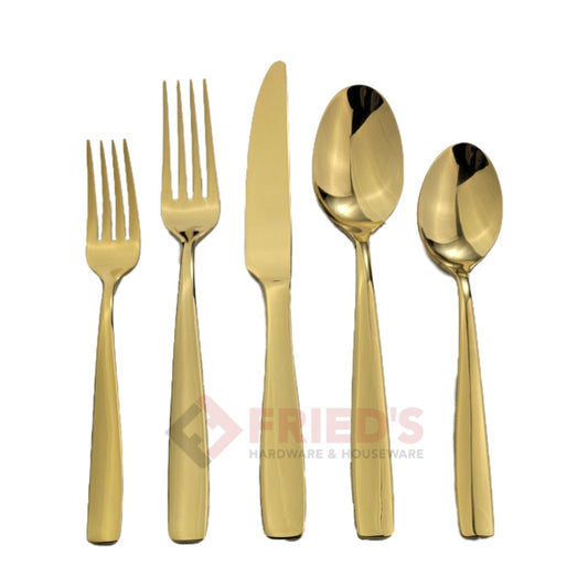 Cambridge Silversmiths LTD, Harris PVD Gold, 20 Piece Flatware Set Stainless Steel