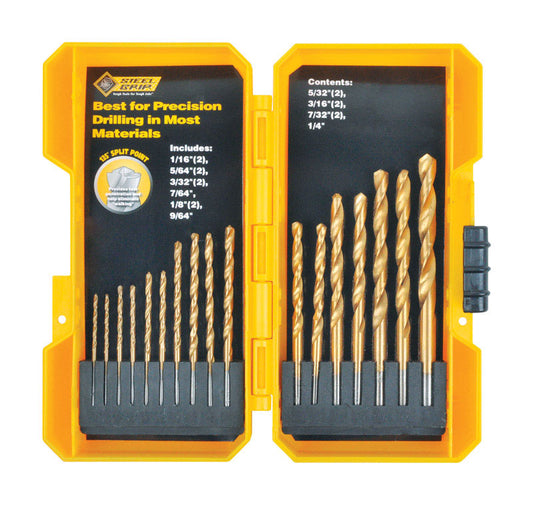 Steel Grip Titanium Drill Bit Set Straight Shank 17 pc