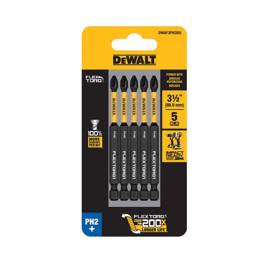 Â DeWalt FLEXTORQ Phillips #2 X 3-1/2 in. L Screwdriver Bit Steel 5 pc