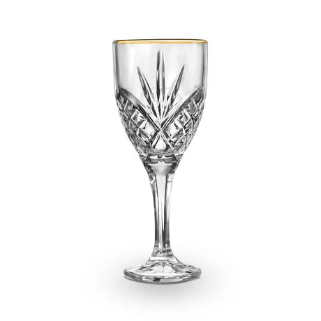 Dublin Crystal Gold Rim Goblet, Set of 4