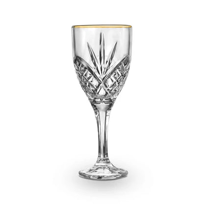 Dublin Crystal Gold Rim Goblet, Set of 4