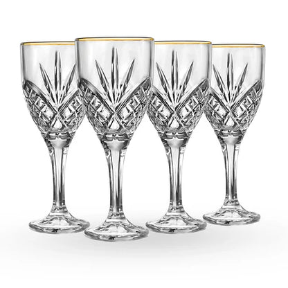 Dublin Crystal Gold Rim Goblet, Set of 4