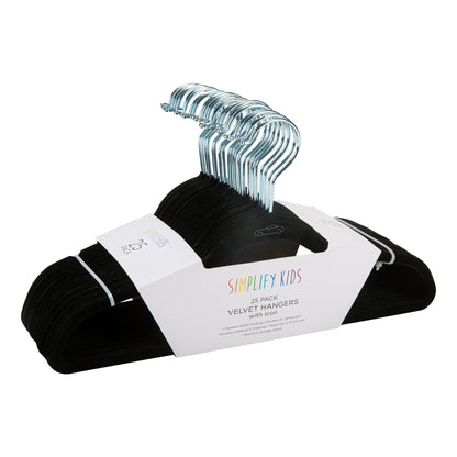25 Pack Kids Black Velvet Hanger 1