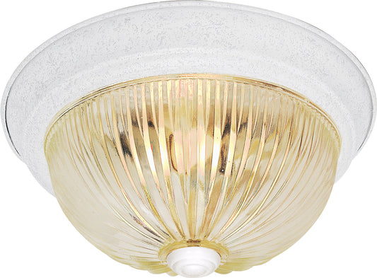 2 Light - 11" - Flush Mount - Clear Ribbed Glass