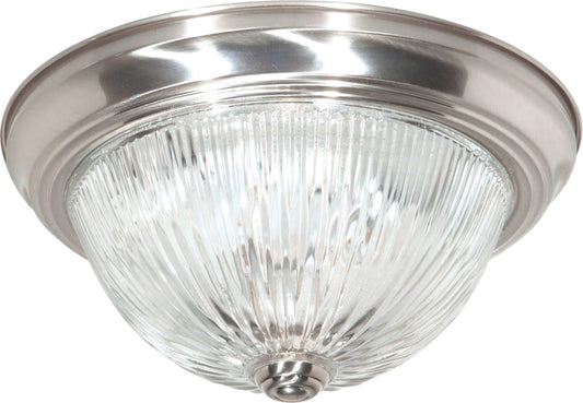 2 Light - 11" - Flush Mount - Clear Ribbed Glass 1