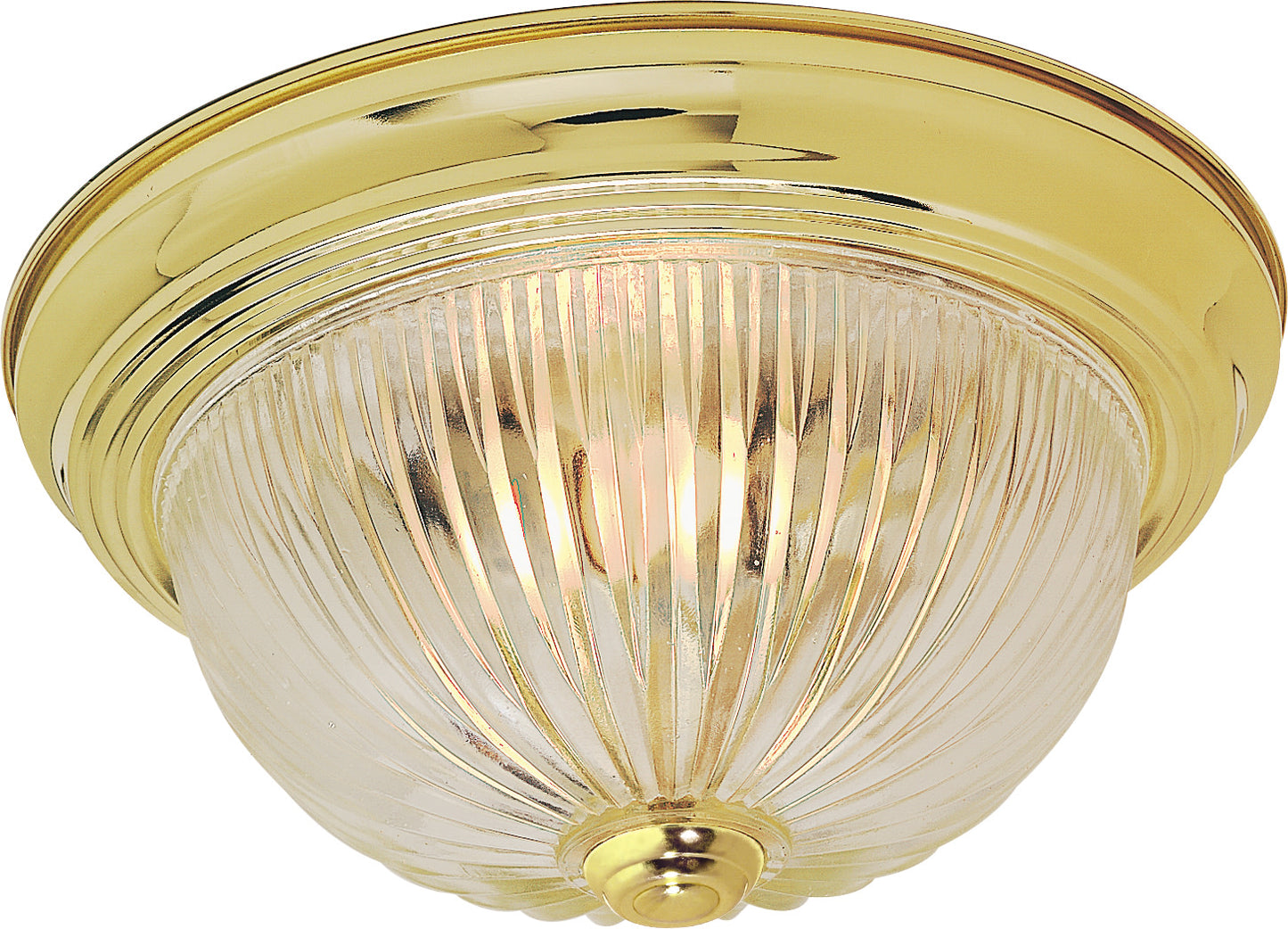 2 Light - 13" - Flush Mount - Clear Ribbed Glass