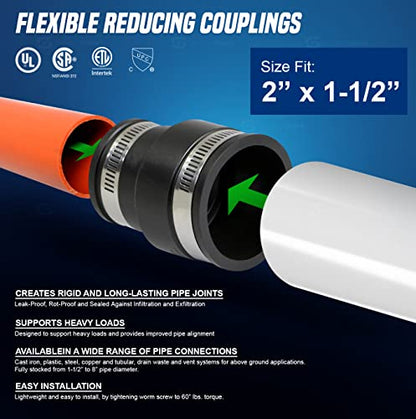 2" X 1-1/2" Rubber Coupling