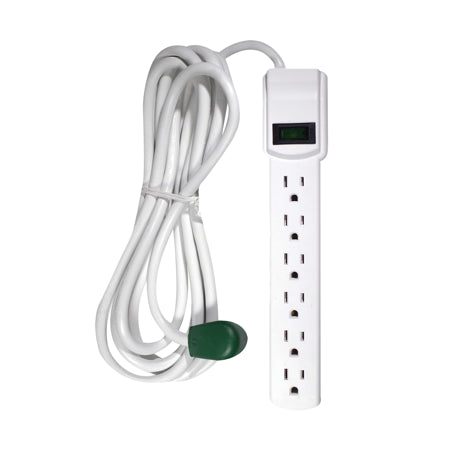 6 OUTLET SURGE PROTECTOR 250 JOULES 12' CORD WHITE