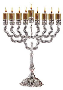 Silver Plated Oil Menorah 11.5" Height