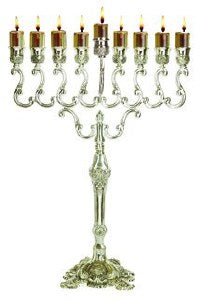 Silver Plated Oil Menorah 16.5" Height