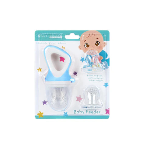 Cozy Home Silicon Baby Feeder Fancy - Blue & white