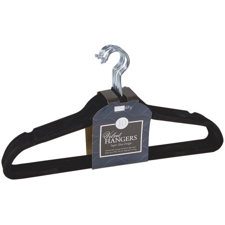 10 Pk Velvet Hangers Black