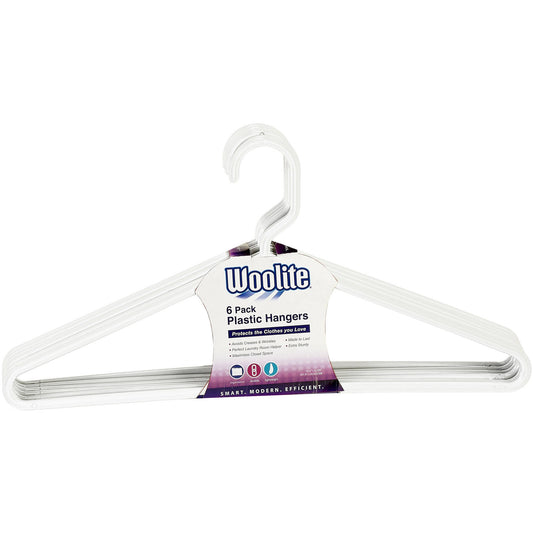 Woolite 6 Pk White Plastic Hanger