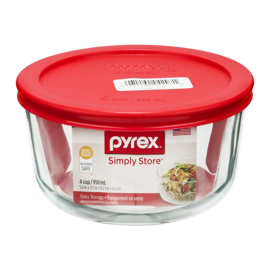 PYREX-ROUND-4cup-BAKE DISH-RED