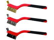 3 PC. MINI WIRE BRUSH 3X8 ERGO GRIP HANDLE (NYLON/