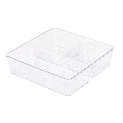 3 Section Storage Organizer Clear 8'' X 8'' X 2'' 3