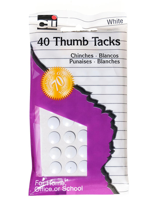 40 Thumb Tacks White