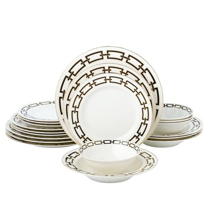 Abbey Black Chain With Gold Bone China 20PC Set