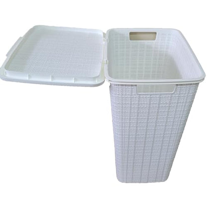 Plastic Laundry Hamper (White)