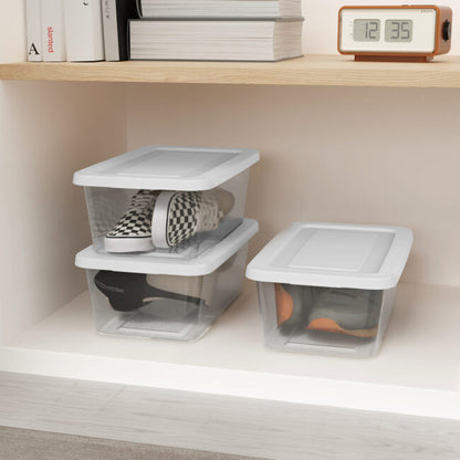 STORAGE BOX CLEAR w-WHITE LID- 6 qt 13.5 x 8 x 4.5″