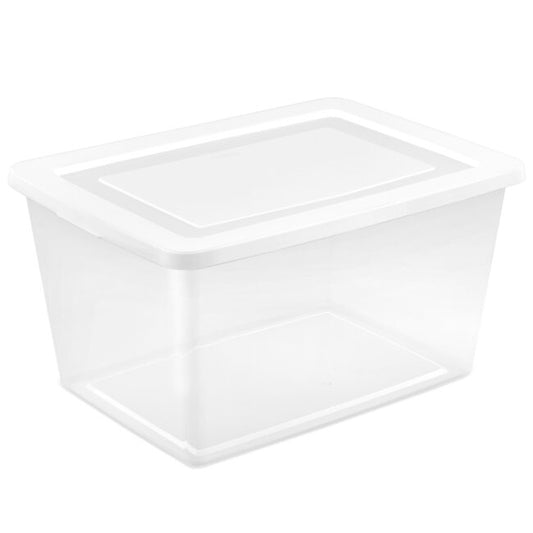 STORAGE BOX CLEAR w-WHITE LID- 58 qt